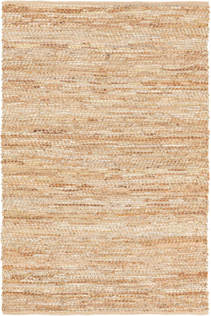 Natural 4' 1 x 6' 1 Leather Metallic Jute Rectangle Area Rug Hand Woven All Natural Jute & Leather Unique Carpet for Living Rooms, Bedroom, Office, Kitchen, Dorms for Sale at Rug Engine