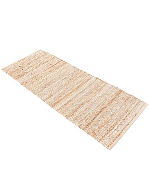 Natural 2' x 5' 1 Leather Metallic Jute Runner Area Rug Hand Woven All Natural Jute & Leather Unique Carpet for Living Rooms, Bedroom, Office, Kitchen, Dorms for Sale at Rug Engine