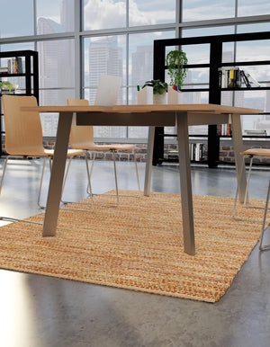 Natural 4' 1 x 6' 1 Leather Metallic Jute Rectangle Area Rug Hand Woven All Natural Jute & Leather Unique Carpet for Living Rooms, Bedroom, Office, Kitchen, Dorms for Sale at Rug Engine