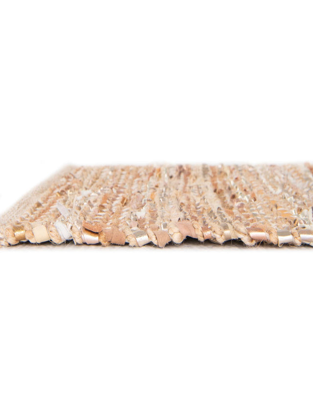 Natural 2' x 3' 1 Leather Metallic Jute Rectangle Area Rug Hand Woven All Natural Jute & Leather Unique Carpet for Living Rooms, Bedroom, Office, Kitchen, Dorms for Sale at Rug Engine