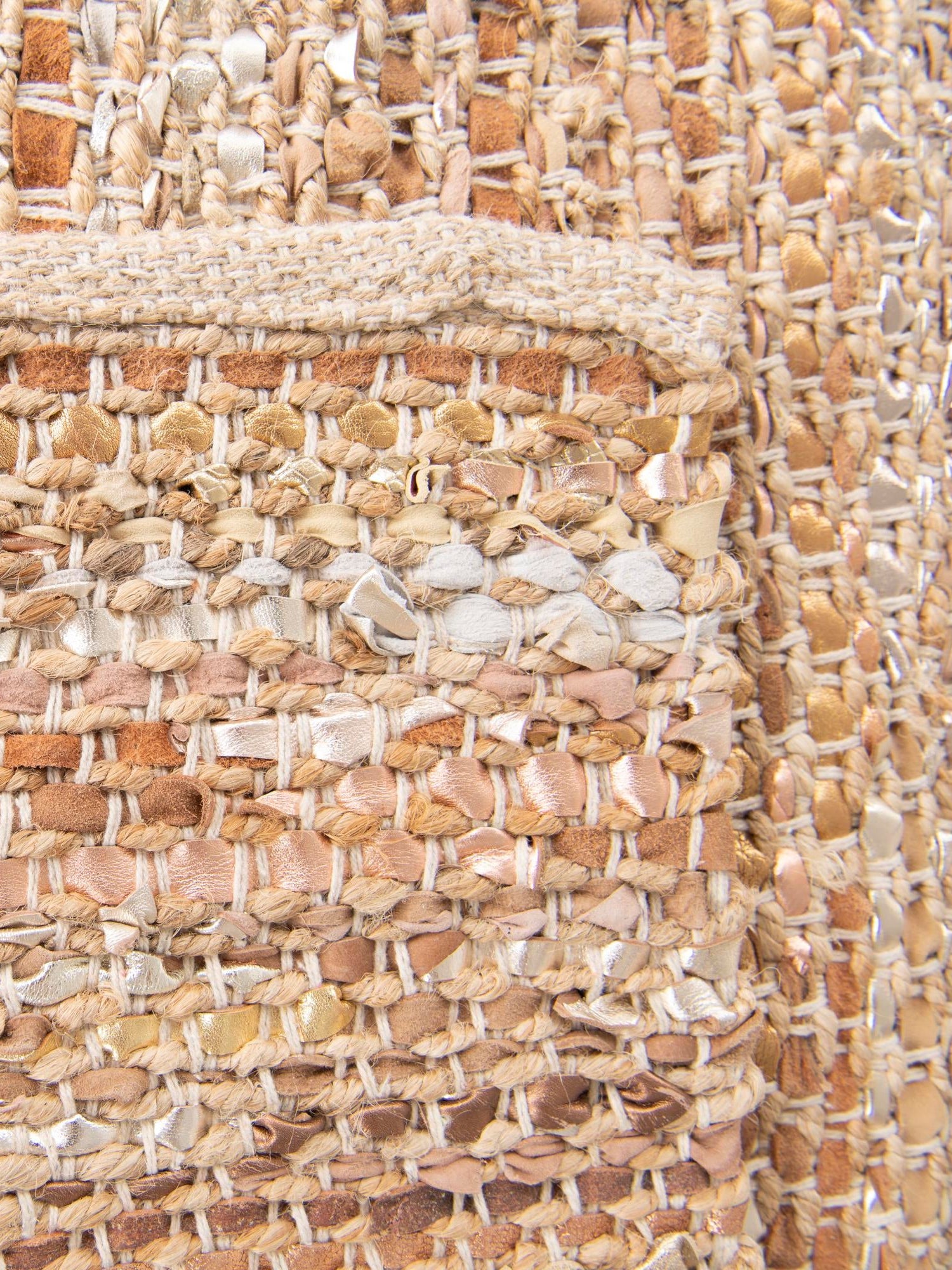 Natural 6' 1 x 9' Leather Metallic Jute Rectangle Area Rug Hand Woven All Natural Jute & Leather Unique Carpet for Living Rooms, Bedroom, Office, Kitchen, Dorms for Sale at Rug Engine