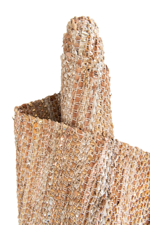 Natural 2' x 3' 1 Leather Metallic Jute Rectangle Area Rug Hand Woven All Natural Jute & Leather Unique Carpet for Living Rooms, Bedroom, Office, Kitchen, Dorms for Sale at Rug Engine