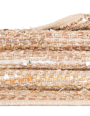 Natural 4' 1 x 6' 1 Leather Metallic Jute Rectangle Area Rug Hand Woven All Natural Jute & Leather Unique Carpet for Living Rooms, Bedroom, Office, Kitchen, Dorms for Sale at Rug Engine