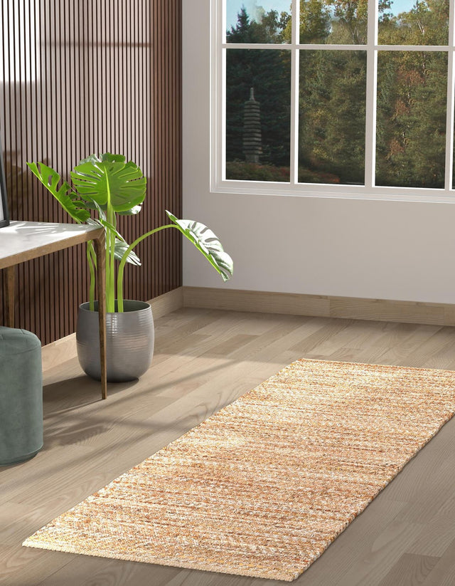 Natural 2' x 5' 1 Leather Metallic Jute Runner Area Rug Hand Woven All Natural Jute & Leather Unique Carpet for Living Rooms, Bedroom, Office, Kitchen, Dorms for Sale at Rug Engine