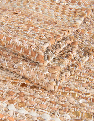 Natural 2' x 5' 1 Leather Metallic Jute Runner Area Rug Hand Woven All Natural Jute & Leather Unique Carpet for Living Rooms, Bedroom, Office, Kitchen, Dorms for Sale at Rug Engine
