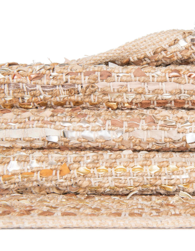Natural 2' 7 x 12' Leather Metallic Jute Runner Area Rug Hand Woven All Natural Jute & Leather Unique Carpet for Living Rooms, Bedroom, Office, Kitchen, Dorms for Sale at Rug Engine