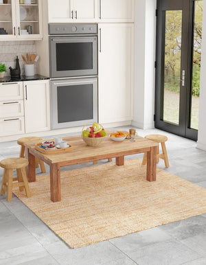 Natural 10' x 10' Leather Metallic Jute Square Area Rug Hand Woven All Natural Jute & Leather Unique Carpet for Living Rooms, Bedroom, Office, Kitchen, Dorms for Sale at Rug Engine