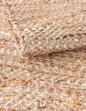 Natural 10' x 10' Leather Metallic Jute Square Area Rug Hand Woven All Natural Jute & Leather Unique Carpet for Living Rooms, Bedroom, Office, Kitchen, Dorms for Sale at Rug Engine