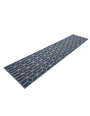 Navy Blue 2' 7 x 12' Symphony Outdoor Runner Area Rug Weather Resistant for Patio, Deck, Terrace, Balcony, Porch Durable Outside Carpet for Sale at Rug Engine