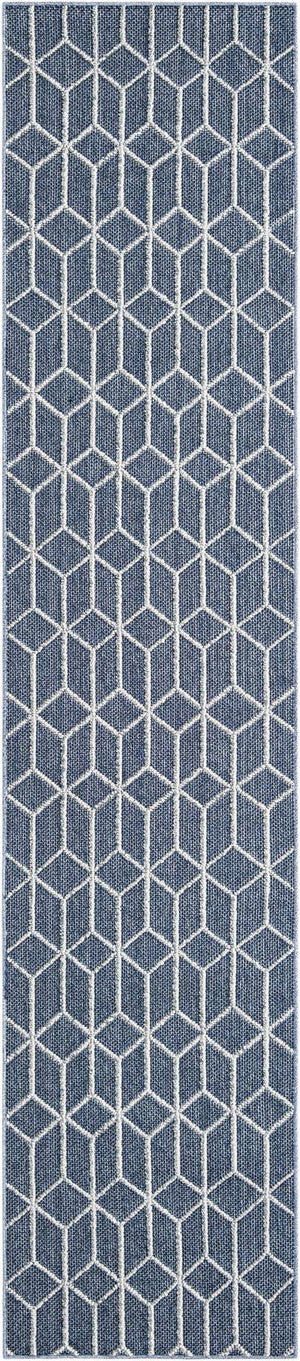Navy Blue 2' 7 x 12' Symphony Outdoor Runner Area Rug Weather Resistant for Patio, Deck, Terrace, Balcony, Porch Durable Outside Carpet for Sale at Rug Engine