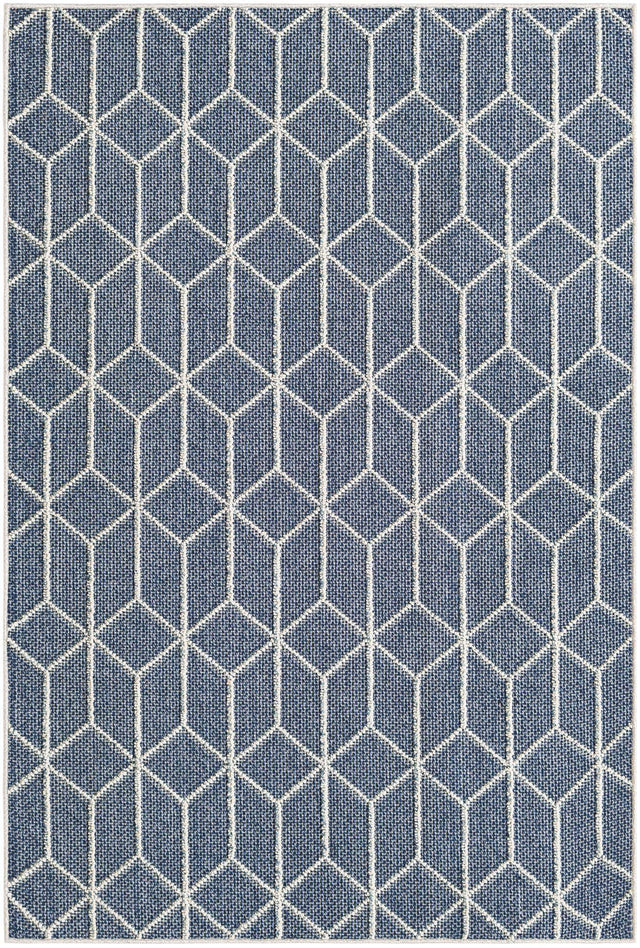 Navy Blue 4' 1 x 6' 1 Symphony Outdoor Rectangle Area Rug Weather Resistant for Patio, Deck, Terrace, Balcony, Porch Durable Outside Carpet for Sale at Rug Engine