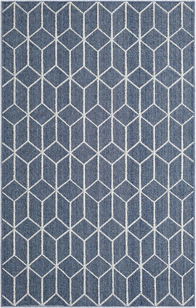 Navy Blue 5' 3 x 8' Symphony Outdoor Rectangle Area Rug Weather Resistant for Patio, Deck, Terrace, Balcony, Porch Durable Outside Carpet for Sale at Rug Engine