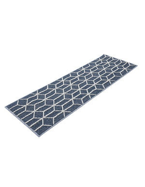 Navy Blue 2' x 6' 1 Symphony Outdoor Runner Area Rug Weather Resistant for Patio, Deck, Terrace, Balcony, Porch Durable Outside Carpet for Sale at Rug Engine