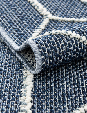 Navy Blue 2' 7 x 12' Symphony Outdoor Runner Area Rug Weather Resistant for Patio, Deck, Terrace, Balcony, Porch Durable Outside Carpet for Sale at Rug Engine