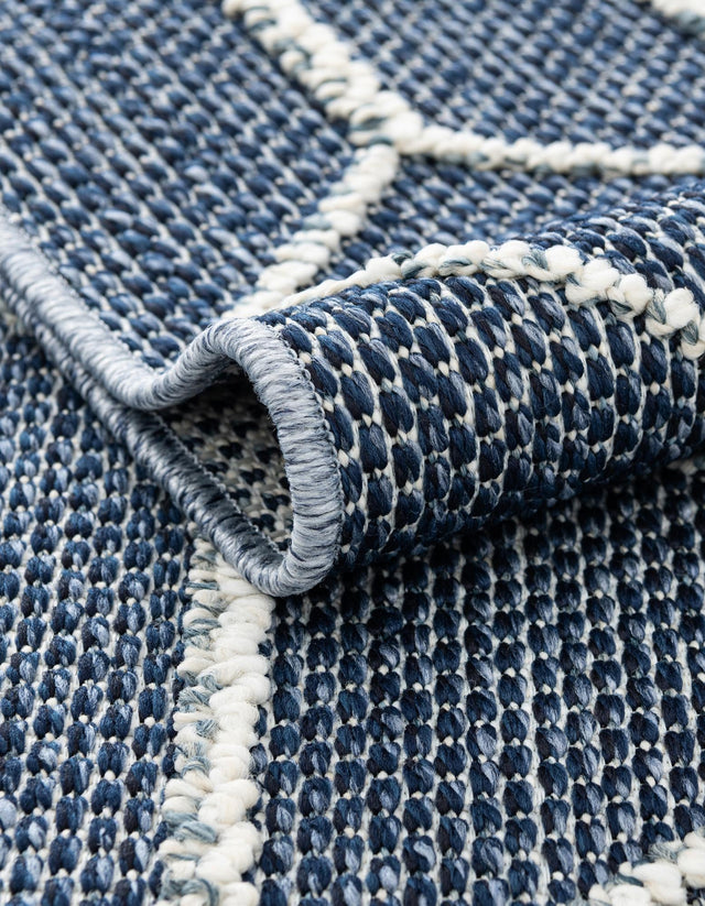 Navy Blue 2' 7 x 12' Symphony Outdoor Runner Area Rug Weather Resistant for Patio, Deck, Terrace, Balcony, Porch Durable Outside Carpet for Sale at Rug Engine
