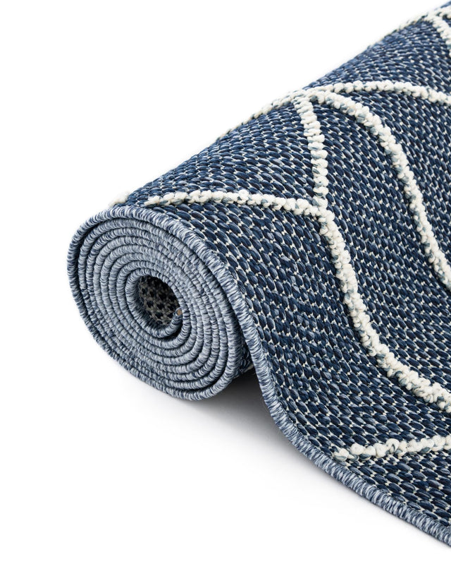 Navy Blue 2' 7 x 12' Symphony Outdoor Runner Area Rug Weather Resistant for Patio, Deck, Terrace, Balcony, Porch Durable Outside Carpet for Sale at Rug Engine