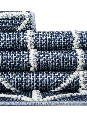 Navy Blue 2' x 6' 1 Symphony Outdoor Runner Area Rug Weather Resistant for Patio, Deck, Terrace, Balcony, Porch Durable Outside Carpet for Sale at Rug Engine