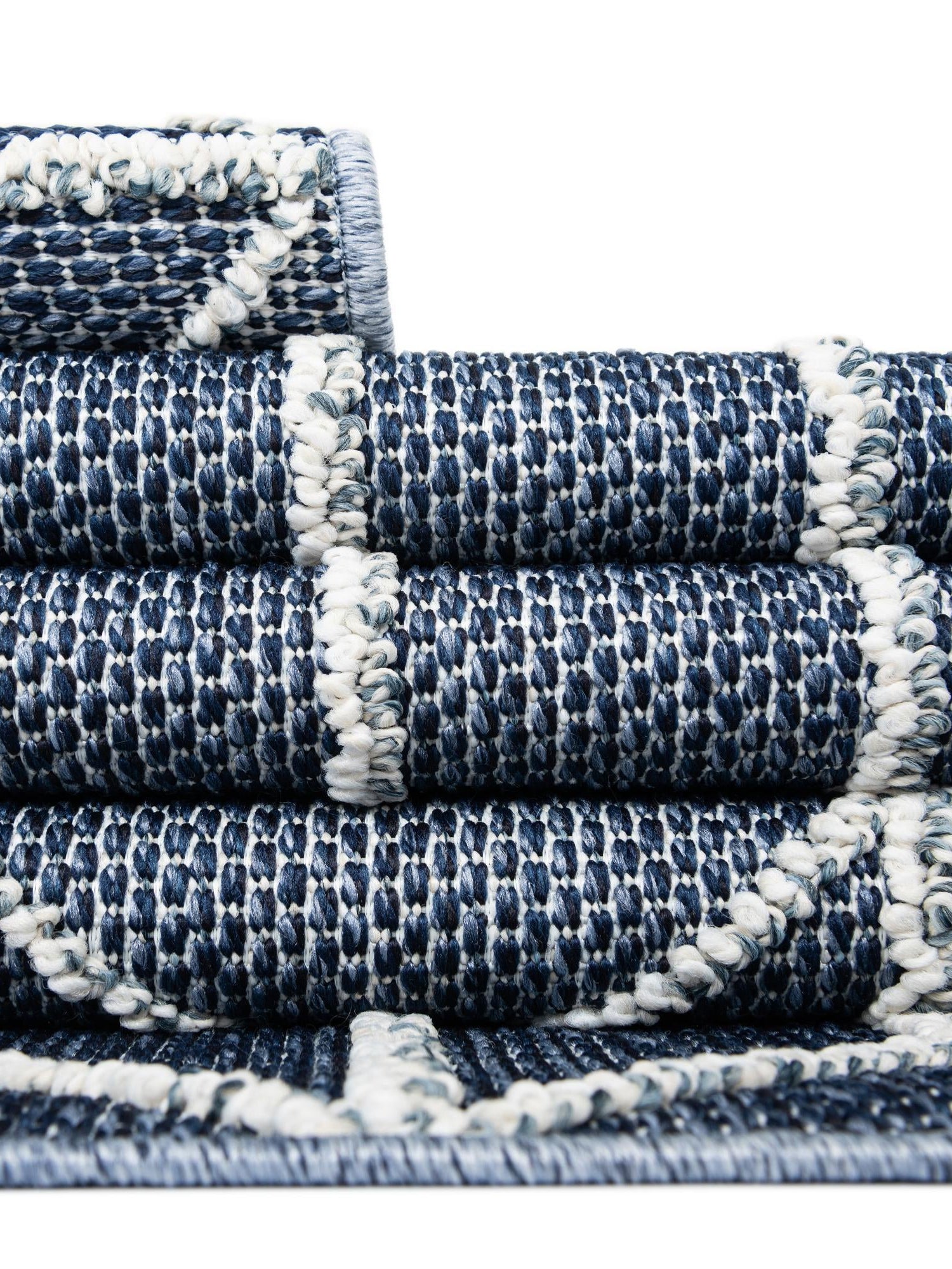 Navy Blue 2' 7 x 12' Symphony Outdoor Runner Area Rug Weather Resistant for Patio, Deck, Terrace, Balcony, Porch Durable Outside Carpet for Sale at Rug Engine