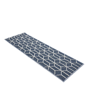 Navy Blue 2' x 6' 1 Symphony Outdoor Runner Area Rug Weather Resistant for Patio, Deck, Terrace, Balcony, Porch Durable Outside Carpet for Sale at Rug Engine
