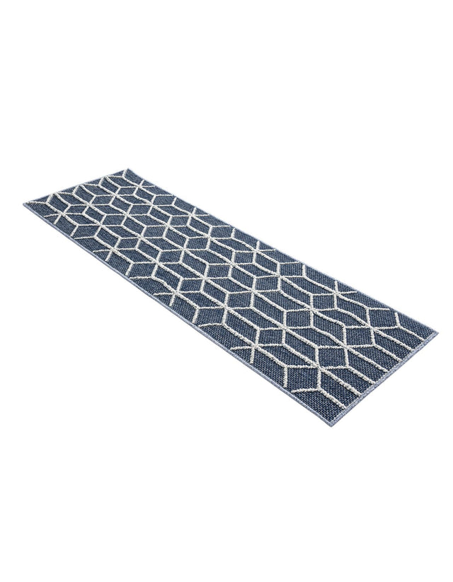Navy Blue 2' x 6' 1 Symphony Outdoor Runner Area Rug Weather Resistant for Patio, Deck, Terrace, Balcony, Porch Durable Outside Carpet for Sale at Rug Engine