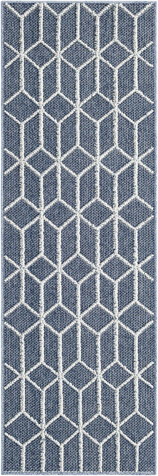 Navy Blue 2' x 6' 1 Symphony Outdoor Runner Area Rug Weather Resistant for Patio, Deck, Terrace, Balcony, Porch Durable Outside Carpet for Sale at Rug Engine