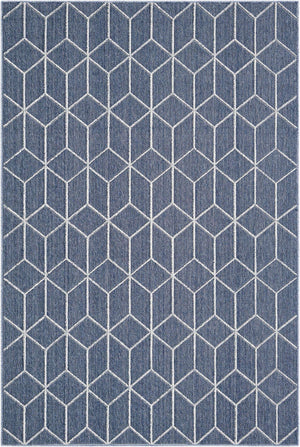 Navy Blue 6' 1 x 9' Symphony Outdoor Rectangle Area Rug Weather Resistant for Patio, Deck, Terrace, Balcony, Porch Durable Outside Carpet for Sale at Rug Engine