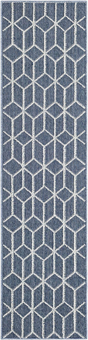 Navy Blue 2' x 8' Symphony Outdoor Runner Area Rug Weather Resistant for Patio, Deck, Terrace, Balcony, Porch Durable Outside Carpet for Sale at Rug Engine
