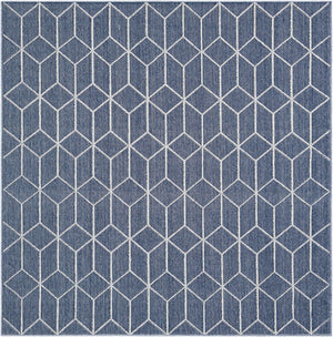 Navy Blue 7' 10 x 7' 10 Symphony Outdoor Square Area Rug Weather Resistant for Patio, Deck, Terrace, Balcony, Porch Durable Outside Carpet for Sale at Rug Engine