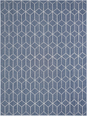 Navy Blue 9' x 12' Symphony Outdoor Rectangle Area Rug Weather Resistant for Patio, Deck, Terrace, Balcony, Porch Durable Outside Carpet for Sale at Rug Engine