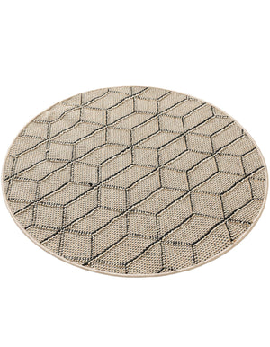 Khaki 3' 1 x 3' 1 Symphony Outdoor Round Area Rug Weather Resistant for Patio, Deck, Terrace, Balcony, Porch Durable Outside Carpet for Sale at Rug Engine