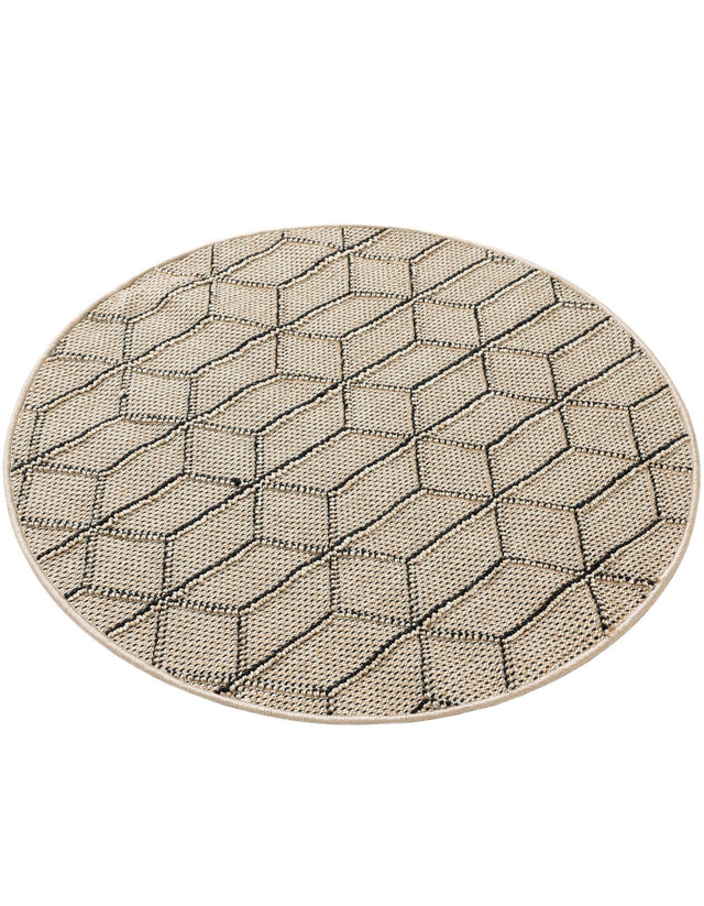 Khaki 3' 1 x 3' 1 Symphony Outdoor Round Area Rug Weather Resistant for Patio, Deck, Terrace, Balcony, Porch Durable Outside Carpet for Sale at Rug Engine