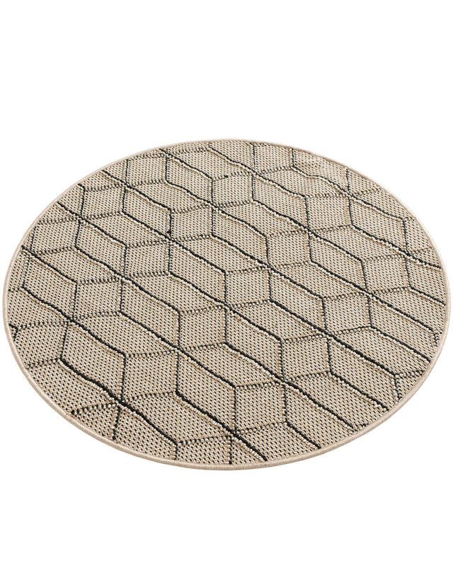 Khaki 3' 1 x 3' 1 Symphony Outdoor Round Area Rug Weather Resistant for Patio, Deck, Terrace, Balcony, Porch Durable Outside Carpet for Sale at Rug Engine