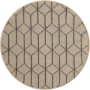Khaki 3' 1 x 3' 1 Symphony Outdoor Round Area Rug Weather Resistant for Patio, Deck, Terrace, Balcony, Porch Durable Outside Carpet for Sale at Rug Engine