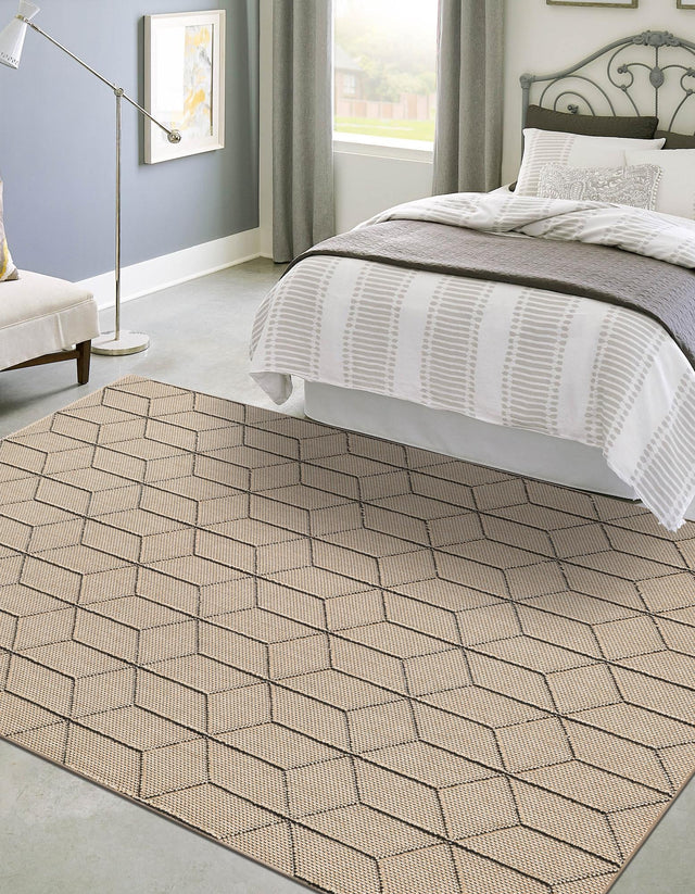Khaki 7' 10 x 10' Symphony Outdoor Rectangle Area Rug Weather Resistant for Patio, Deck, Terrace, Balcony, Porch Durable Outside Carpet for Sale at Rug Engine