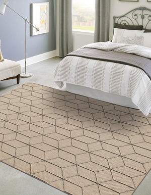 Khaki 9' x 12' Symphony Outdoor Rectangle Area Rug Weather Resistant for Patio, Deck, Terrace, Balcony, Porch Durable Outside Carpet for Sale at Rug Engine
