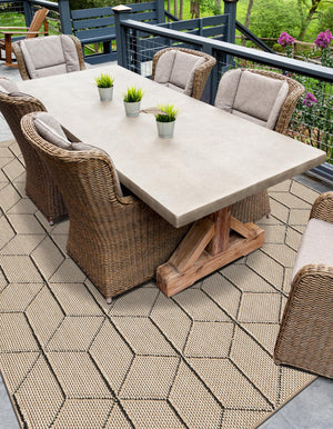 Khaki 10' x 14' 1 Symphony Outdoor Rectangle Area Rug Weather Resistant for Patio, Deck, Terrace, Balcony, Porch Durable Outside Carpet for Sale at Rug Engine