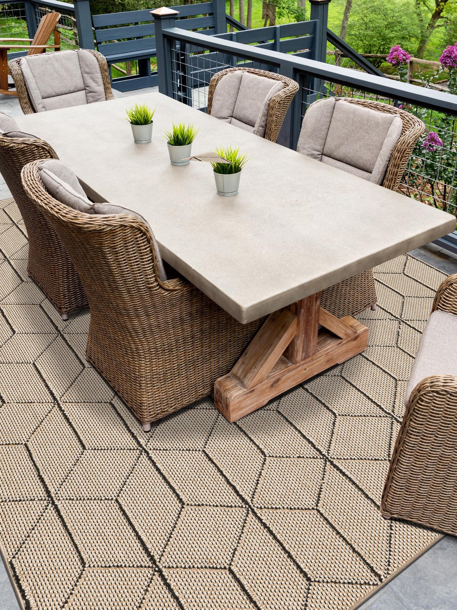 Khaki 9' x 12' Symphony Outdoor Rectangle Area Rug Weather Resistant for Patio, Deck, Terrace, Balcony, Porch Durable Outside Carpet for Sale at Rug Engine