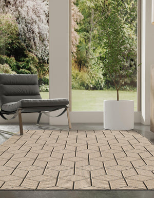 Khaki 5' 3 x 8' Symphony Outdoor Rectangle Area Rug Weather Resistant for Patio, Deck, Terrace, Balcony, Porch Durable Outside Carpet for Sale at Rug Engine