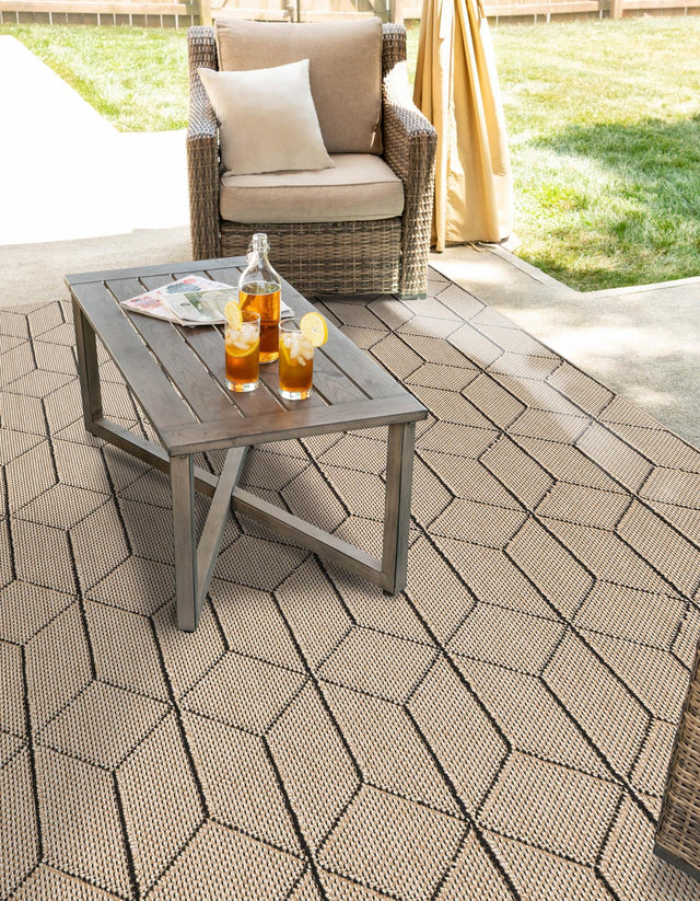 Khaki 5' 3 x 8' Symphony Outdoor Rectangle Area Rug Weather Resistant for Patio, Deck, Terrace, Balcony, Porch Durable Outside Carpet for Sale at Rug Engine