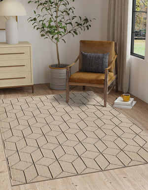 Khaki 6' 1 x 9' Symphony Outdoor Rectangle Area Rug Weather Resistant for Patio, Deck, Terrace, Balcony, Porch Durable Outside Carpet for Sale at Rug Engine