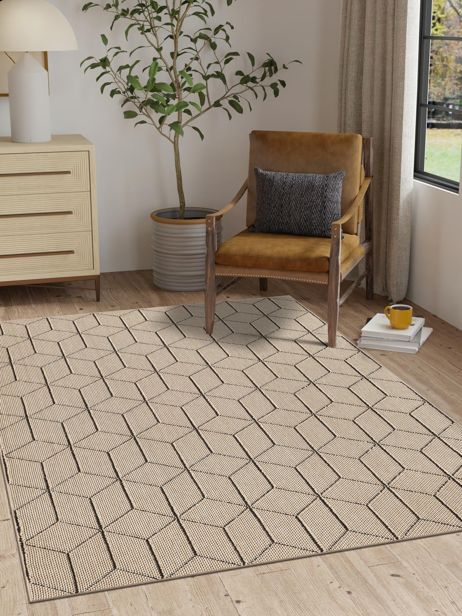 Khaki 9' x 12' Symphony Outdoor Rectangle Area Rug Weather Resistant for Patio, Deck, Terrace, Balcony, Porch Durable Outside Carpet for Sale at Rug Engine