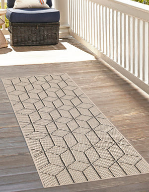Khaki 2' x 8' Symphony Outdoor Runner Area Rug Weather Resistant for Patio, Deck, Terrace, Balcony, Porch Durable Outside Carpet for Sale at Rug Engine