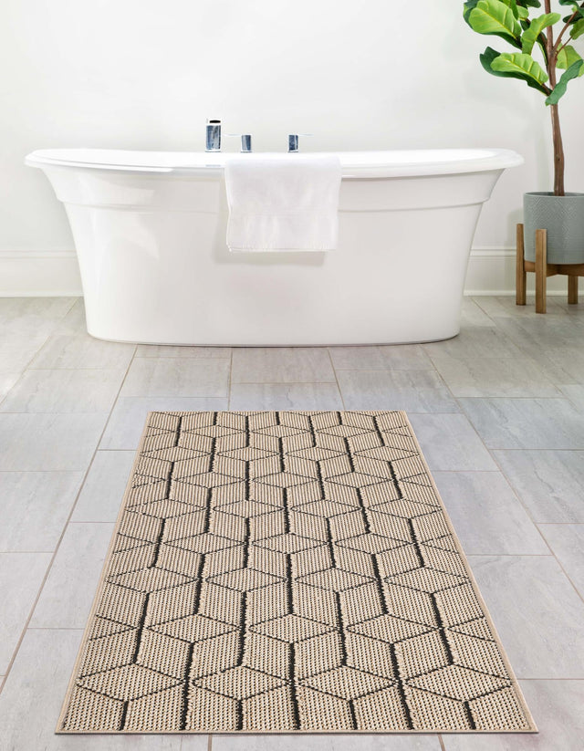 Khaki 2' x 8' Symphony Outdoor Runner Area Rug Weather Resistant for Patio, Deck, Terrace, Balcony, Porch Durable Outside Carpet for Sale at Rug Engine