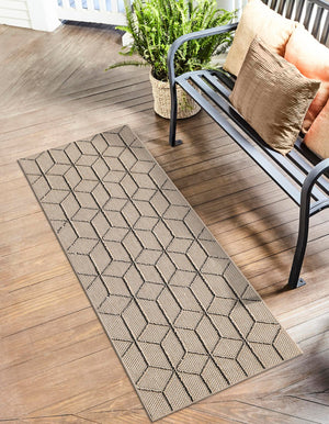 Khaki 2' x 8' Symphony Outdoor Runner Area Rug Weather Resistant for Patio, Deck, Terrace, Balcony, Porch Durable Outside Carpet for Sale at Rug Engine