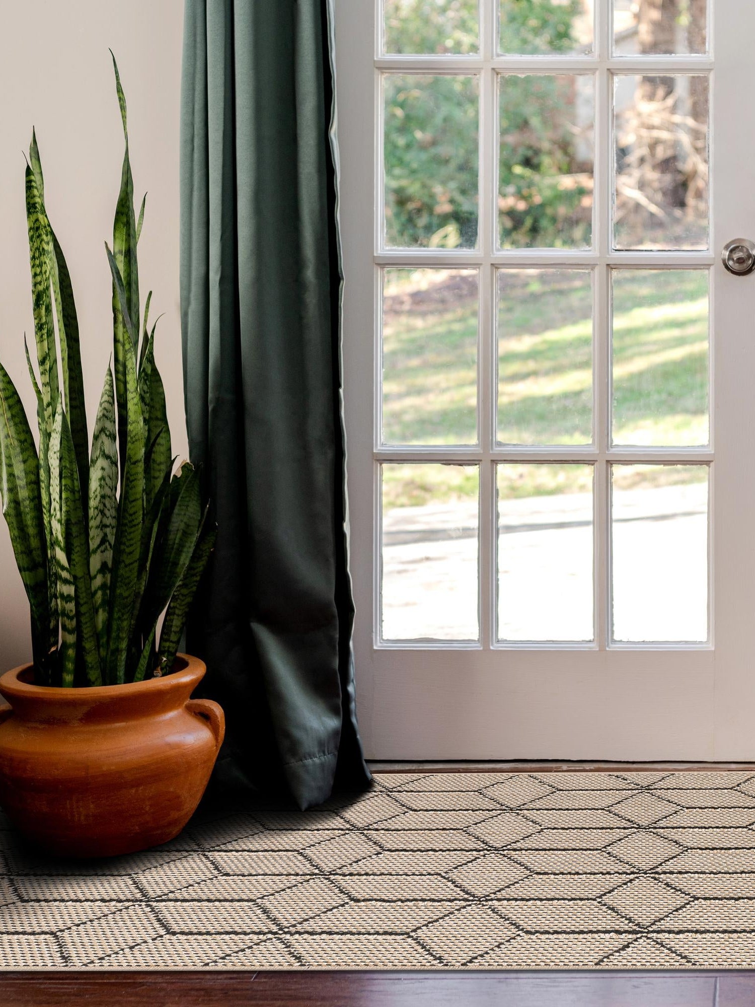 Khaki 2' x 8' Symphony Outdoor Runner Area Rug Weather Resistant for Patio, Deck, Terrace, Balcony, Porch Durable Outside Carpet for Sale at Rug Engine