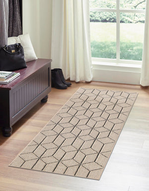 Khaki 2' x 8' Symphony Outdoor Runner Area Rug Weather Resistant for Patio, Deck, Terrace, Balcony, Porch Durable Outside Carpet for Sale at Rug Engine