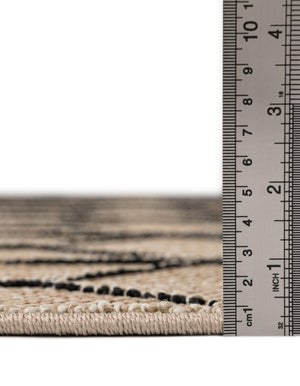 Khaki 3' 1 x 3' 1 Symphony Outdoor Round Area Rug Weather Resistant for Patio, Deck, Terrace, Balcony, Porch Durable Outside Carpet for Sale at Rug Engine