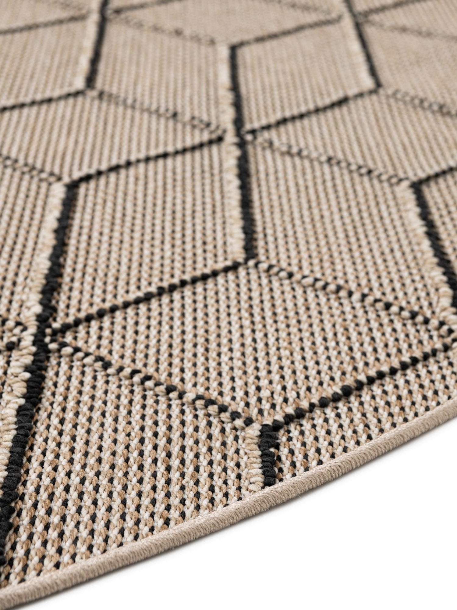 Khaki 5' 3 x 5' 3 Symphony Outdoor Round Area Rug Weather Resistant for Patio, Deck, Terrace, Balcony, Porch Durable Outside Carpet for Sale at Rug Engine