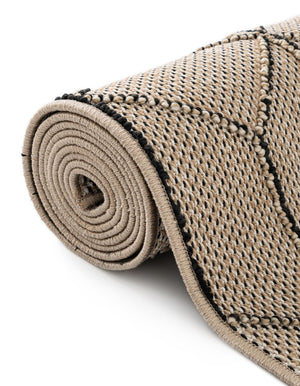 Khaki 5' 3 x 5' 3 Symphony Outdoor Round Area Rug Weather Resistant for Patio, Deck, Terrace, Balcony, Porch Durable Outside Carpet for Sale at Rug Engine