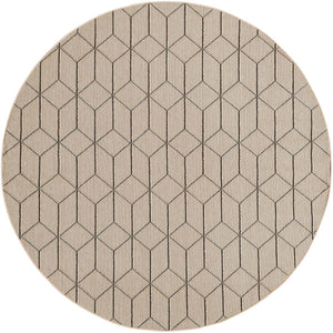 Khaki 7' 10 x 7' 10 Symphony Outdoor Round Area Rug Weather Resistant for Patio, Deck, Terrace, Balcony, Porch Durable Outside Carpet for Sale at Rug Engine